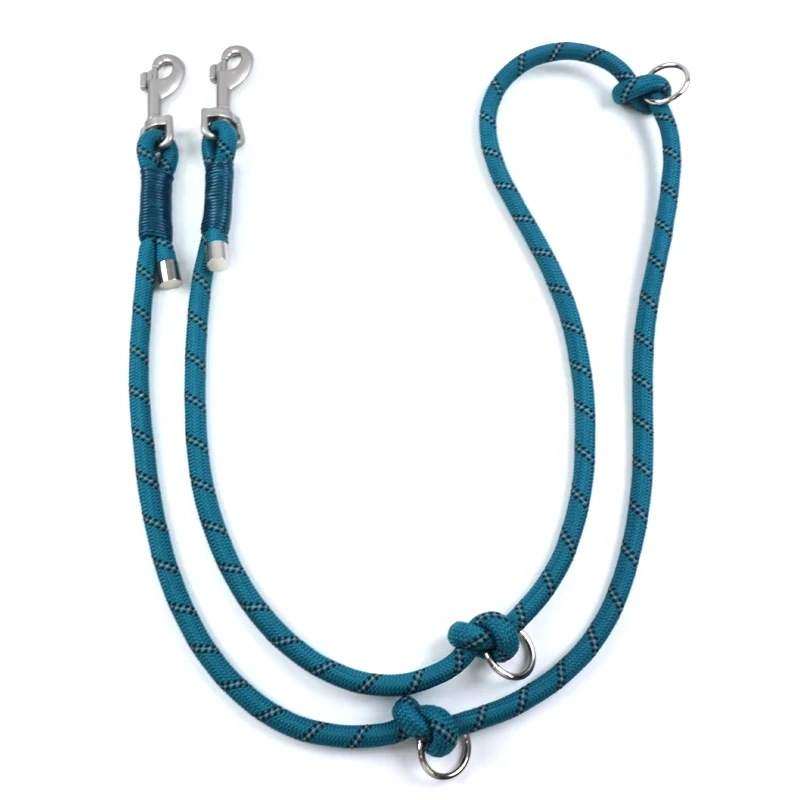 Hot Selling Multi Color Nylon Reflective Pet Double Head Leash Durable Sturdy for Outdoor Walking Training All  Dogs Daily Use