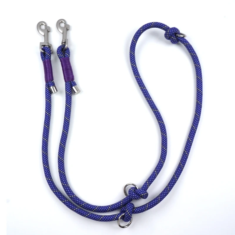 Hot Selling Multi Color Nylon Reflective Pet Double Head Leash Durable Sturdy for Outdoor Walking Training All  Dogs Daily Use