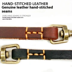 2025 New Top Grain Leather Dog Leash Genuine Cowhide Traction Rope Durable Pet Tether for Small to Medium Sized Pets