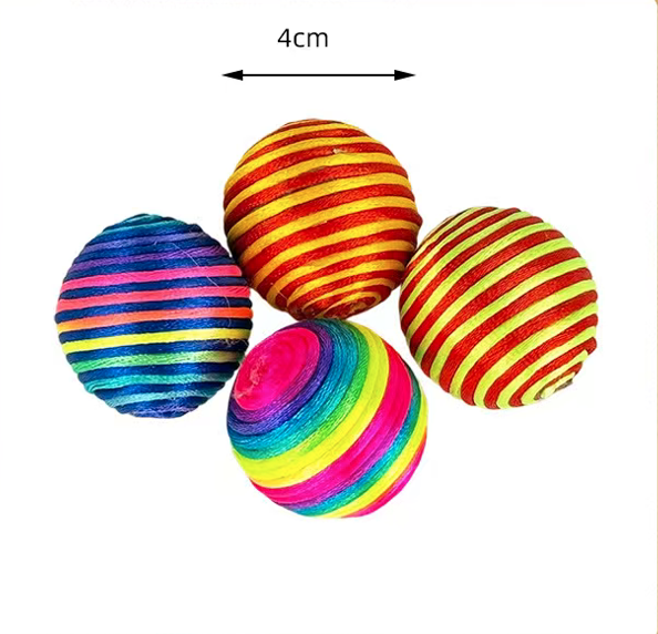 Cat's self-entertaining colorful balls