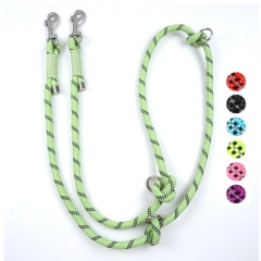 Hot Selling Multi Color Nylon Reflective Pet Double Head Leash Durable Sturdy for Outdoor Walking Training All  Dogs Daily Use