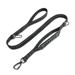 Custom Multi-functional Pet Car Safety Belt Dog Leash Durable Running Reflective Solid Ribbons Nylon Double Handle Adjustable