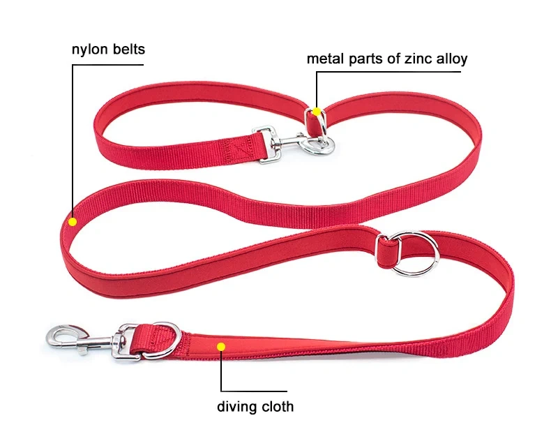 Nylon Multi Functional Pet Leads Rope Outdoor Running Pull Rope Double Headed Dog Leashes Rope