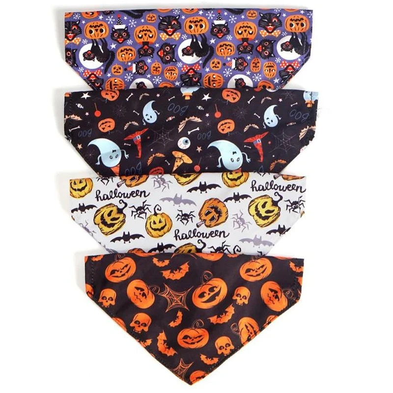 Halloween Dog Bandanas Dog Accessories for Small Large Dogs Cat Puppy Pet collar Pumpkin Skull Dogs Bandana 1Pc