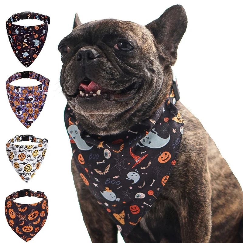 Halloween Dog Bandanas Dog Accessories for Small Large Dogs Cat Puppy Pet collar Pumpkin Skull Dogs Bandana 1Pc