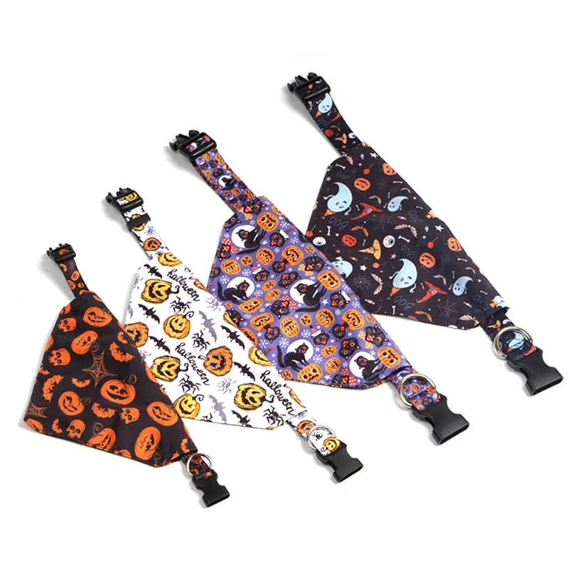 Halloween Dog Bandanas Dog Accessories for Small Large Dogs Cat Puppy Pet collar Pumpkin Skull Dogs Bandana 1Pc