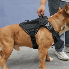 Customized Luxury Nylon Tactical Dog Harness Reflective Dog Chain Leash Medium Large Dogs Fashion Sport XL Outdoor Training Vest