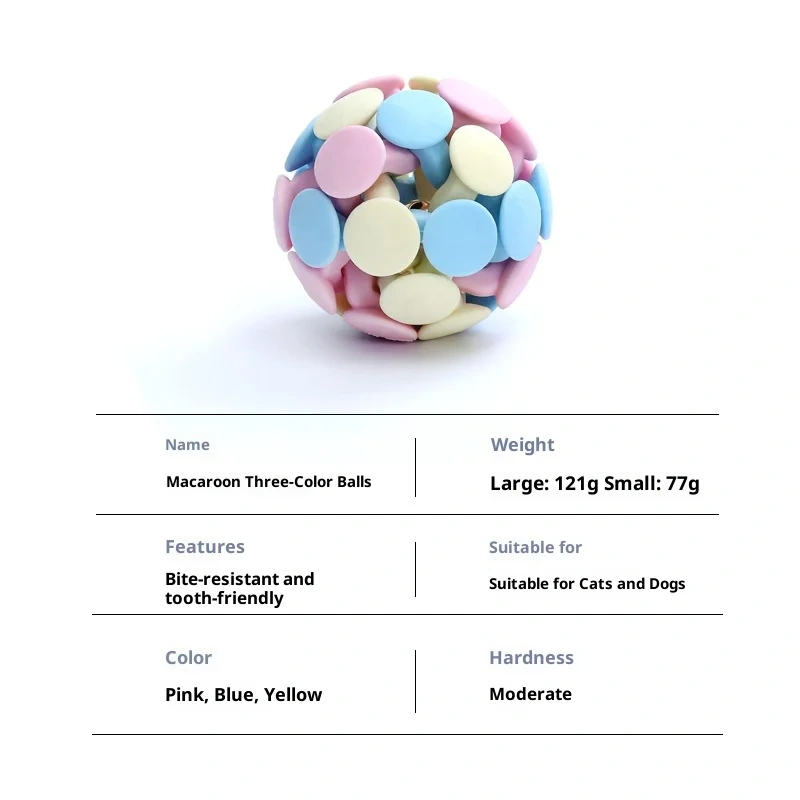Colorful Macaron Cat Toy with Bell Knitted Tri-color Ball for Cats and Small Dogs Interactive Play Pet Supplies