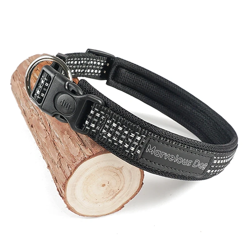 Customizable Small Medium Pet Collars Modern Elegant Breathable Comfortable Dog Training Collar Reflective Sandwich Mesh Direct