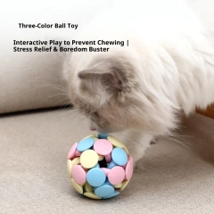Colorful Macaron Cat Toy with Bell Knitted Tri-color Ball for Cats and Small Dogs Interactive Play Pet Supplies