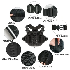 Customized Luxury Nylon Tactical Dog Harness Reflective Dog Chain Leash Medium Large Dogs Fashion Sport XL Outdoor Training Vest