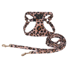 Leopard Print Dog Harness Leash Set