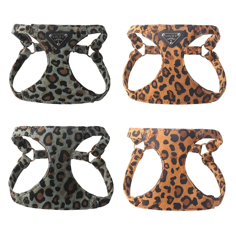 Leopard Print Dog Harness Leash Set - Adjustable Comfortable Pet Harness Vest for Small Dogs Pet Supplies