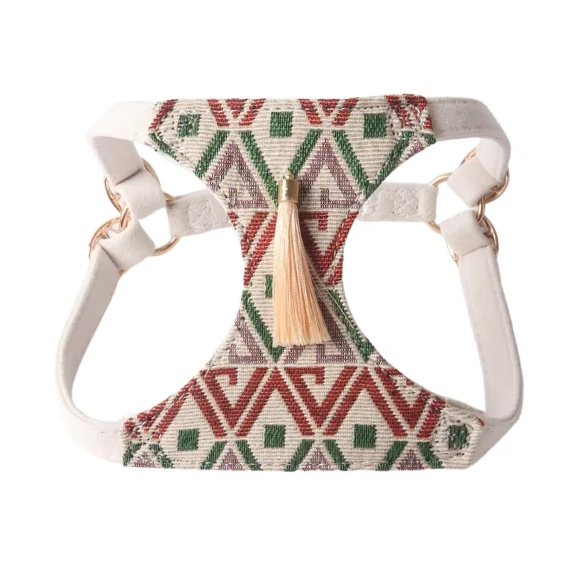 Bohemian Fringe Pet Harness Vest & Leash Set - New Stylish Dog Harness with Tribal Pattern for Small Dogs