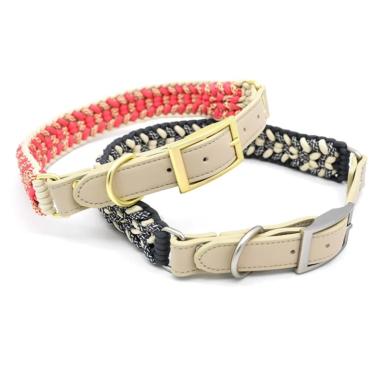 Wholesale Customized Personalized Dog Leash Hand-Woven Cotton Pet Collar Luxury Cartoon Simple Lovely Styles Featuring Ribbon