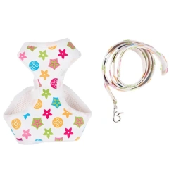 Designer Dog Harness and Leashes Set Classic Pattern Pets Collars Leash Breathable Mesh Pet Harnesses for Small Dogs Poodle Schn