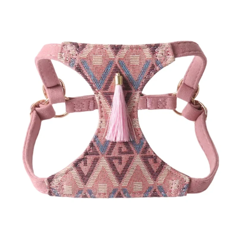 Bohemian Fringe Pet Harness Vest & Leash Set - New Stylish Dog Harness with Tribal Pattern for Small Dogs