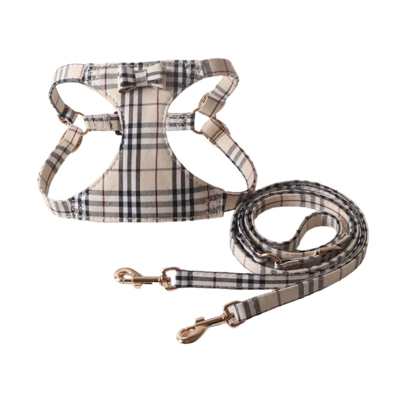 Chest Harness Bow Tie Set Retractable Double-Hook Leash