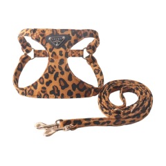 Leopard Print Dog Harness Leash Set