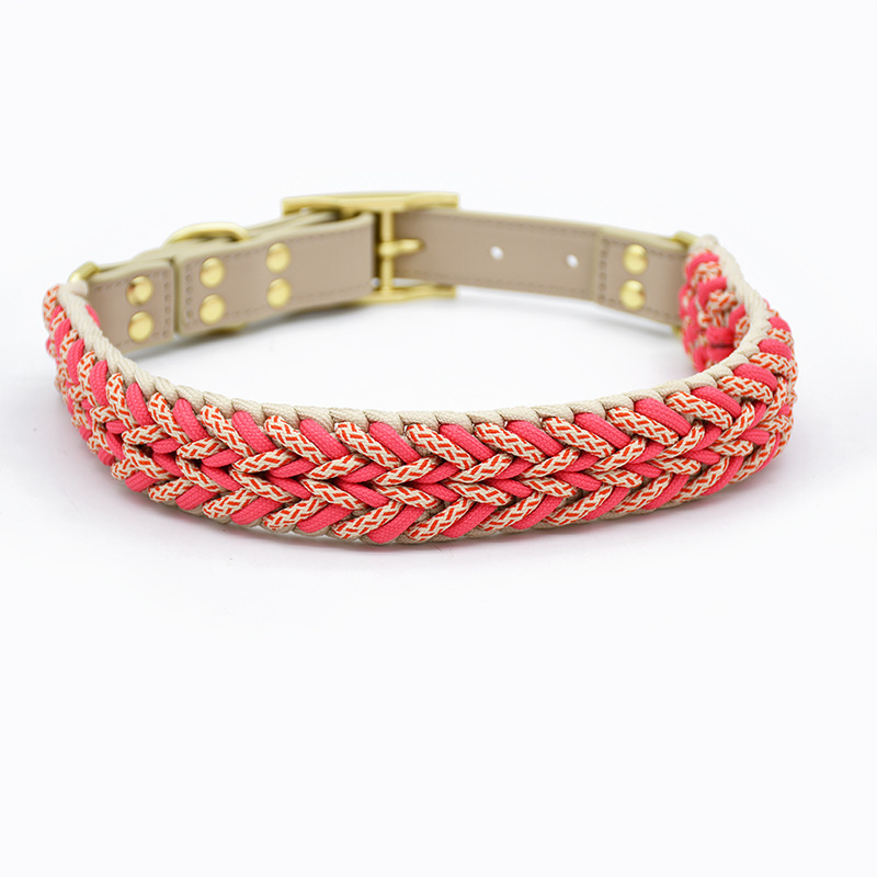 Dog Leash Hand-Woven Cotton Pet Collar Luxury Cartoon Simple Lovely Styles Featuring Ribbon