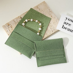 Custom Wholesale Grey Microfiber Snap-button Envelope Bag for Rings and Jewelry Storage
