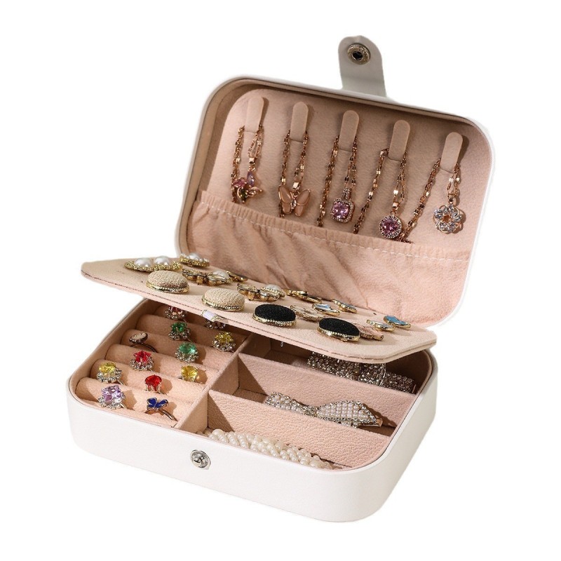 Custom Logo  Eco-friendly PU Leather Open Travel Jewelry Box Stylish Gift Box for Earrings Necklaces