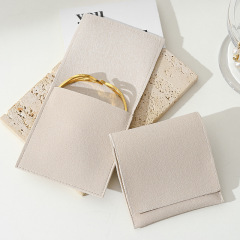 Custom Wholesale Grey Microfiber Snap-button Envelope Bag for Rings and Jewelry Storage