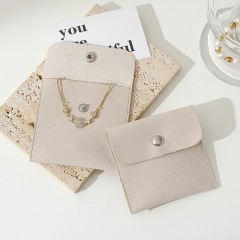Custom Wholesale Grey Microfiber Snap-button Envelope Bag for Rings and Jewelry Storage