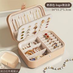 Jewelry high-end exquisite earrings, stud earrings, storage, jewelry, ring necklace, gold portable jewelry box.