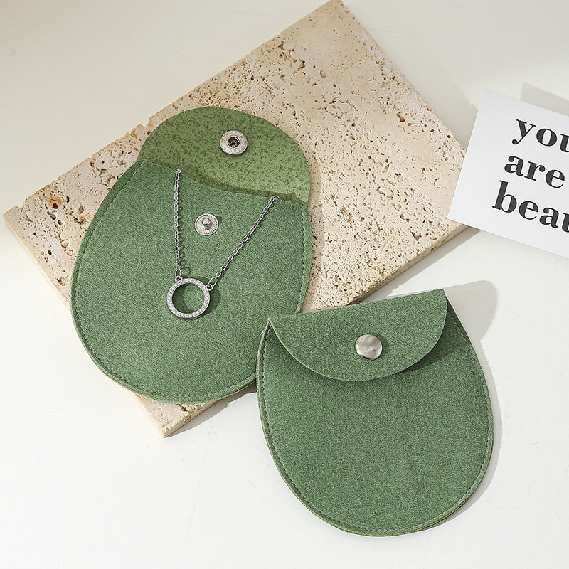 Custom Wholesale Grey Microfiber Snap-button Envelope Bag for Rings and Jewelry Storage