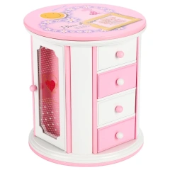 Pink three storage drawers Music box with mirror and storage music box. Spin Ballet Princess Girl Girl child birthday gift