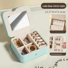 Portable High-End Gold Jewelry Box Multi-Functional Necklace Earring Stud Earring Storage Case Retro Elegant PU Cosmetic Bag