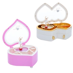 Elegant Heart-Shaped Ballerina Music Box Girls' Rotating Dancing Storage for Valentine's Day Birthday Gift Musical Jewelry Box