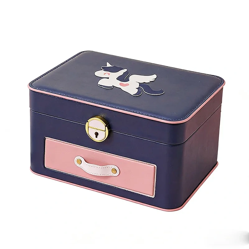 Large Capacity Jewelry Box with Lock Unicorn Horse Jewelry Storage Case Earring Necklace Bracelet Organizer Box Luxury Pouch