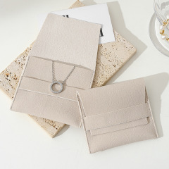 Custom Wholesale Grey Microfiber Snap-button Envelope Bag for Rings and Jewelry Storage