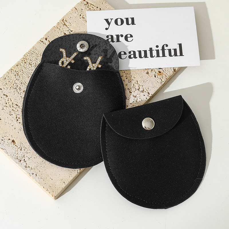 Custom Wholesale Grey Microfiber Snap-button Envelope Bag for Rings and Jewelry Storage