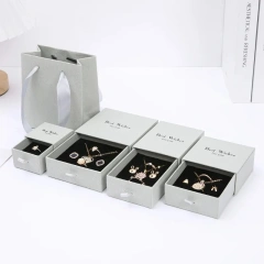 Hard Paper Jewelry Box Drawer Style Earring Ring Necklace Organizer Premium Feeling Packaging Box Slide out Jewelry Case