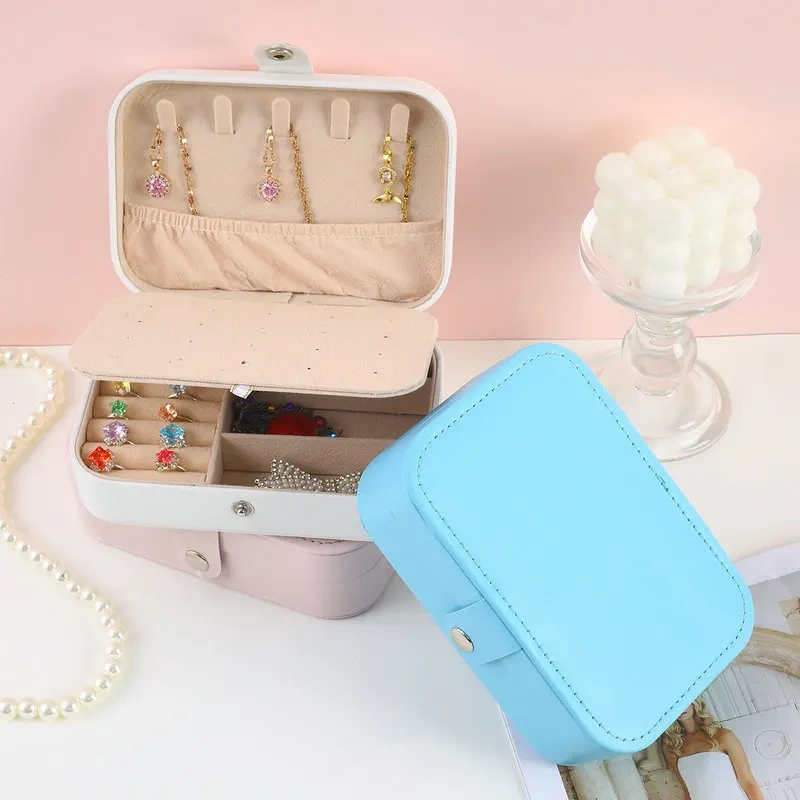 Custom Logo Women's Eco-friendly PU Leather Open Travel Jewelry Box Stylish Gift Box for Earrings Necklaces-Fashionable Lady's