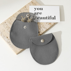 Custom Wholesale Grey Microfiber Snap-button Envelope Bag for Rings and Jewelry Storage