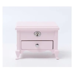 Small Pink Wooden Ballerina Musical Jewelry Box with Mirror and Lock for Girls，Kid's Jewelry Storage Music Box, Gift for Christ