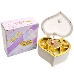 Elegant Heart-Shaped Ballerina Music Box Girls' Rotating Dancing Storage for Valentine's Day Birthday Gift Musical Jewelry Box