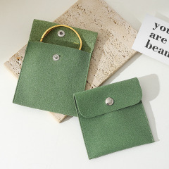 Custom Wholesale Grey Microfiber Snap-button Envelope Bag for Rings and Jewelry Storage