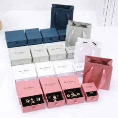 Hard Paper Jewelry Box Drawer Style Earring Ring Necklace Organizer Premium Feeling Packaging Box Slide out Jewelry Case