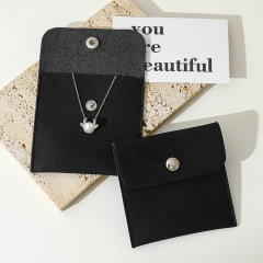 Custom Wholesale Grey Microfiber Snap-button Envelope Bag for Rings and Jewelry Storage