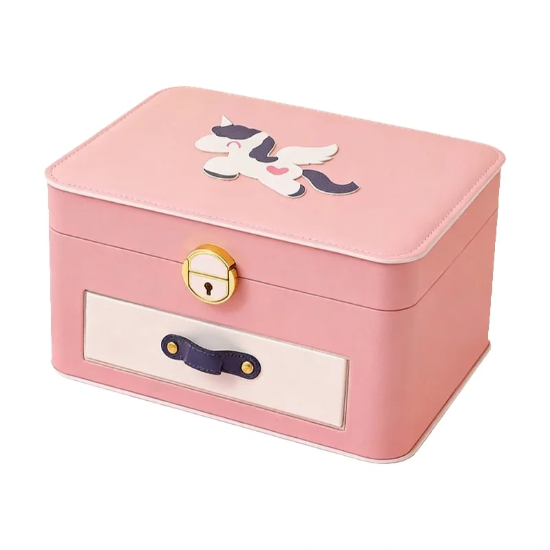 Large Capacity Jewelry Box with Lock Unicorn Horse Jewelry Storage Case Earring Necklace Bracelet Organizer Box Luxury Pouch