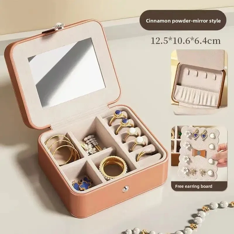 Portable High-End Gold Jewelry Box Multi-Functional Necklace Earring Stud Earring Storage Case Retro Elegant PU Cosmetic Bag