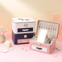 Large Capacity Jewelry Box with Lock Unicorn Horse Jewelry Storage Case Earring Necklace Bracelet Organizer Box Luxury Pouch