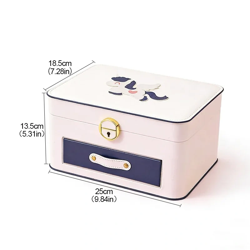 Large Capacity Jewelry Box with Lock Unicorn Horse Jewelry Storage Case Earring Necklace Bracelet Organizer Box Luxury Pouch