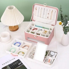 GREENSIDE Storage Box  Hand-Held Three-Layer Large Jewelry Box, Drawer Desktop Storage ,