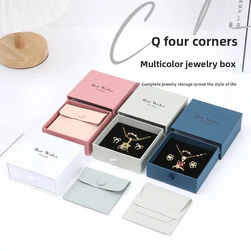 Hard Paper Jewelry Box Drawer Style Earring Ring Necklace Organizer Premium Feeling Packaging Box Slide out Jewelry Case